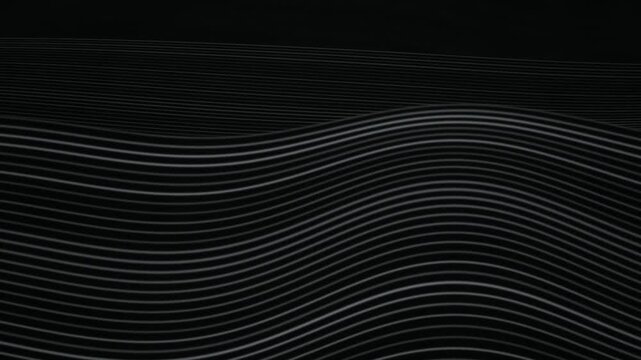 Undulating silver lines flowing wave motion background seamless loop
