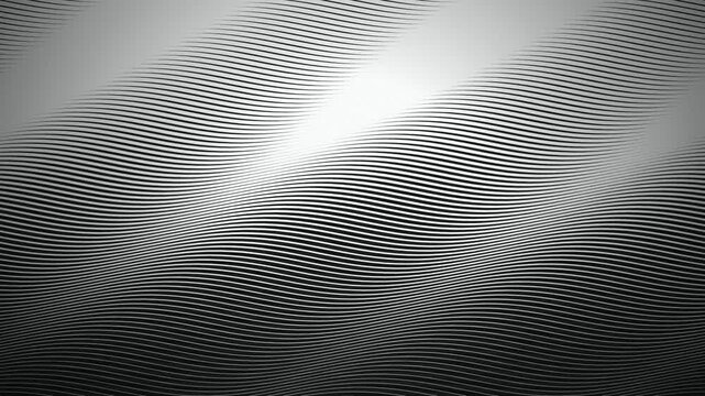 Black and white undulating wavy lines seamless loop motion background