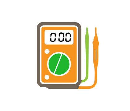 Digital Electrical Multimeter with Test Probe and Measurement Display Icon