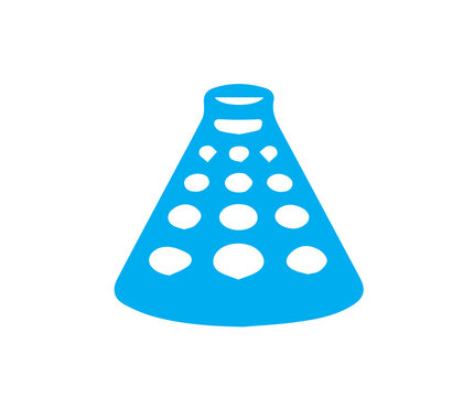Blue Laboratory Erlenmeyer Flask with Bubbles Science Experiment Icon