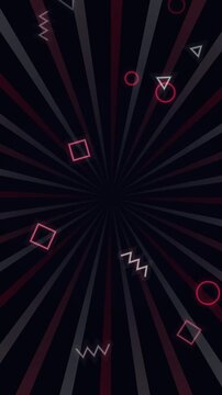SUBSCRIBE neon text pop animation on red sunburst background vertical 9:16 seamless loop