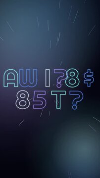 COMING SOON neon text decode animation with warp stars vertical 9:16 seamless loop