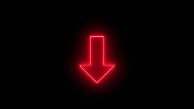 Glowing red downward arrow animaton video