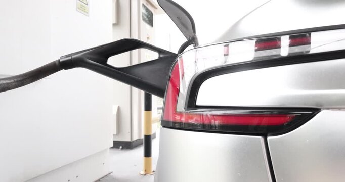 Electric car charge outdoor station rear view transport technology