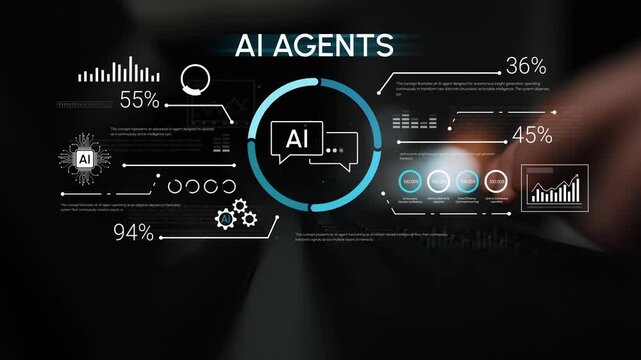 Digital representation of AI agents showcasing data analysis, statistics, and graphical elements demonstrating artificial intelligence capabilities in real-time data processing. Entropy.