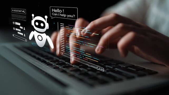 Hands Typing on Laptop Keyboards with a Chatbot Interface Displayed on Screen for Virtual Assistance and Customer Service Interaction. Entropy.