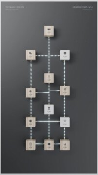 Upright static framing of company tree structure on drafting board