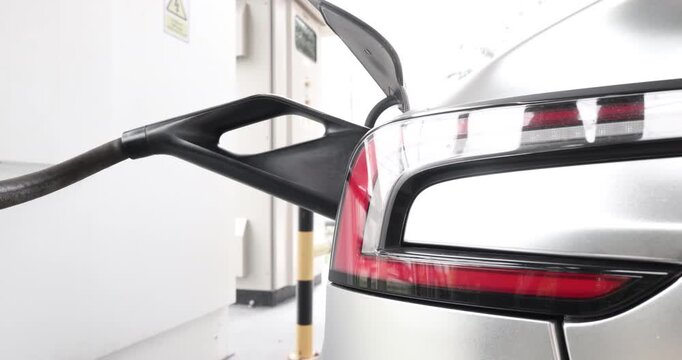 Electric car charge outdoor station rear view transport technology