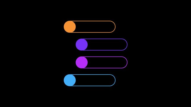 Colorful toggle switch capsule control panel ui element 4k motion video with 25 fps