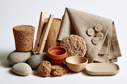 Natural Material Objects in Neutral Still Life &mdash; Asymmetric Composition