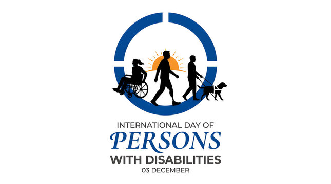 International day of persons with disabilities circular logo with people and sunrise design