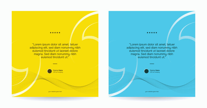 Set of client testimonials or review social media post design, client feedback template with square size, modern and creative