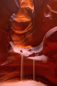 Flowing Sandfalls and Sculpted Sandstone in Antelope Canyon Arizona