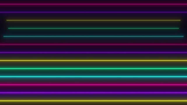 Glowing Neon Horizontal Lines Abstract Background Seamless Looping Motion Graphics