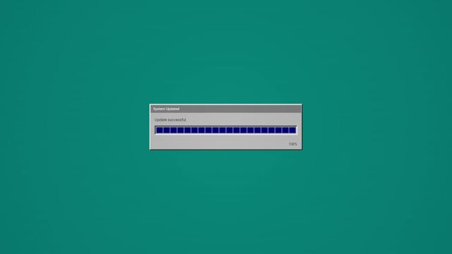 Windows 95 System Update Complete Retro Progress Animated Loop