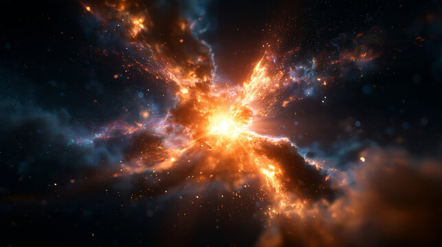 Cosmic Supernova Explosion in Deep Space Nebula