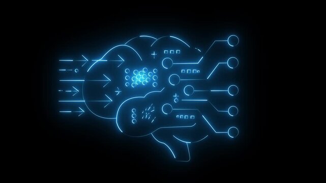 Blue futuristic brain neural network connections illustration