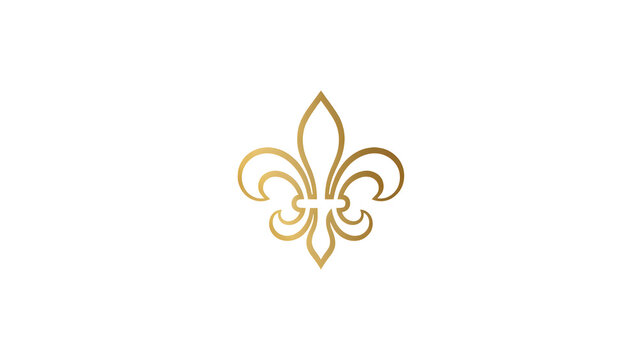 A golden fleur-de-lis emblem isolated on white background. Perfect for royal branding and luxury heraldic design elements.