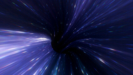 Deep blue star tunnel for hyperspace travel, cosmic motion, interstellar depth, luminous streaks and futuristic science fiction visuals for creative use for commercial projects for digital artwork © Versa