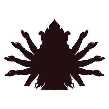 Goddess durga silhouette with ten arms for navratri festival celebration vector illustration design.