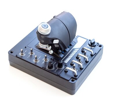 Black throttle control system with buttons and switches