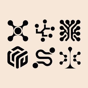 Tech pattern Symbols logo silhouette vector line art logo design