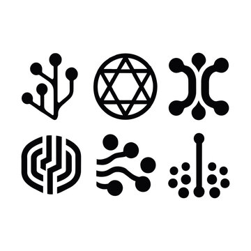 Tech pattern Symbols logo silhouette vector line art logo design