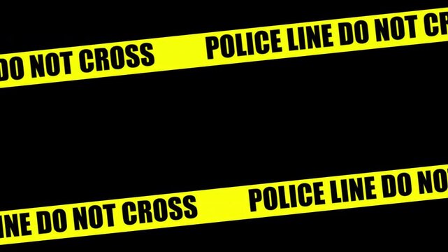 Police Line Do Not Cross Yellow Caution Tape Animation on Black Background for True Crime and Investigation Video