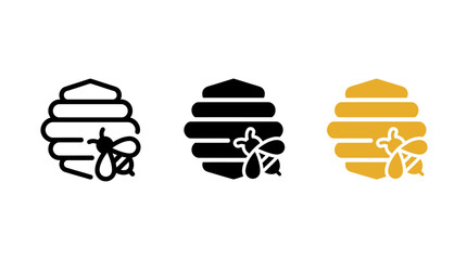 Plakat Three artistic representations of a bee sitting on a honeycomb