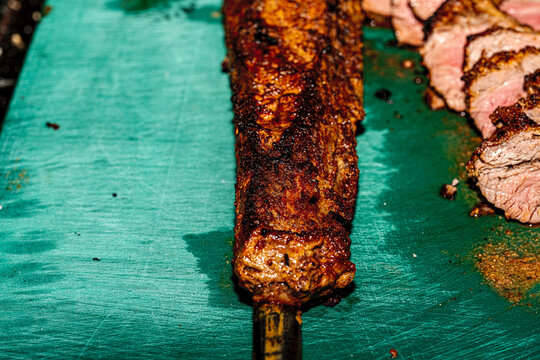 Premium beef Chateaubriand steak served at a fine dining restaurant. 