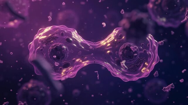 Abnormal Cancer Cell Mitosis and Division Process Microscopic Animation 4K
