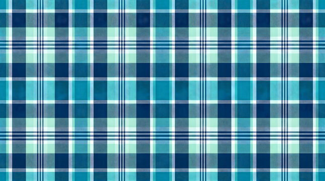 Seamless plaid pattern in blue, teal, and mint green