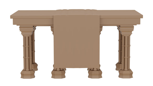 3d rendering of a stone table with four columns