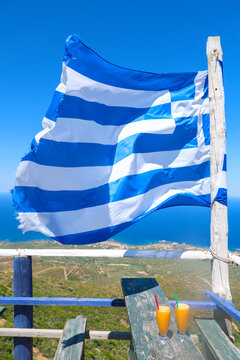 greek flag on the beach