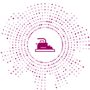 Purple Electric iron icon isolated on white background. Steam iron. Abstract circle random dots. Vector