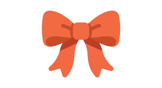 Coral ribbon bow is a flat vector illustration against a white background