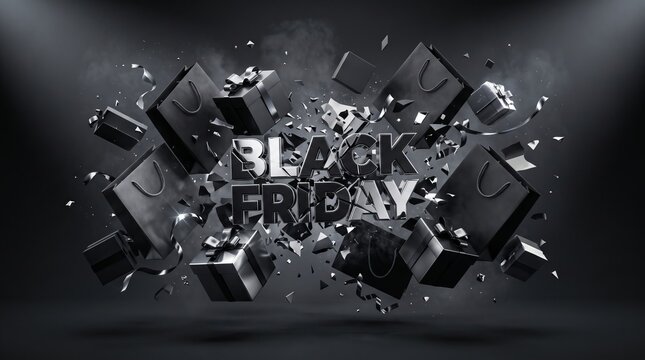 Futuristic digital explosion with shattered tech devices spelling BE FREE in 3D space