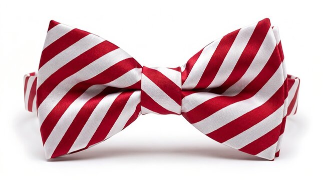 Red and white striped formal bow tie
