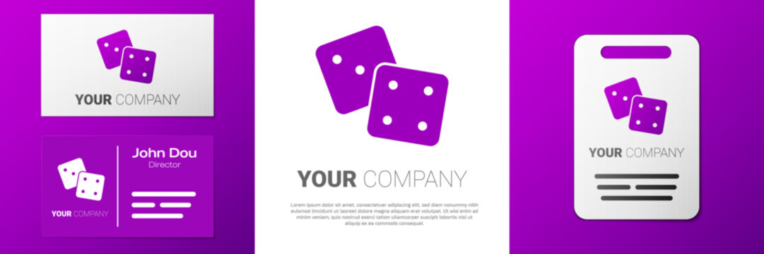 Logotype Game dice icon isolated on white background. Casino gambling. Logo design template element. Vector
