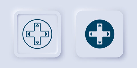 Filled and outline Game controller or joystick for game console icon isolated on grey background. Square button. Vector © Iryna
