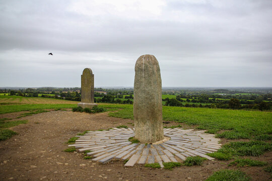 Standing stone pillar assumedly from4000 years ago on Hill of Tara in County Meath, Ireland