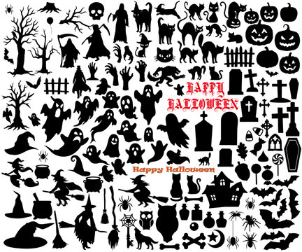 Halloween Silhouettes, huge collection of a variety spooky and fun silhouettes.