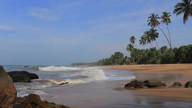 Beautiful rocky beach in Bentota Sri Lanka