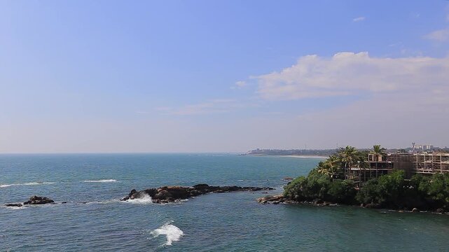 Beautiful ocean coast with luxury hotel in Sri Lanka