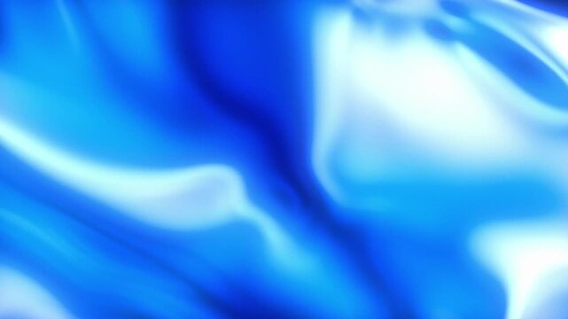 Abstract blue liquid animation background with irregular flowing shapes, cyan and white color gradients, soft glowing highlights and fluid paint-like motion for digital design and creative backdrop
