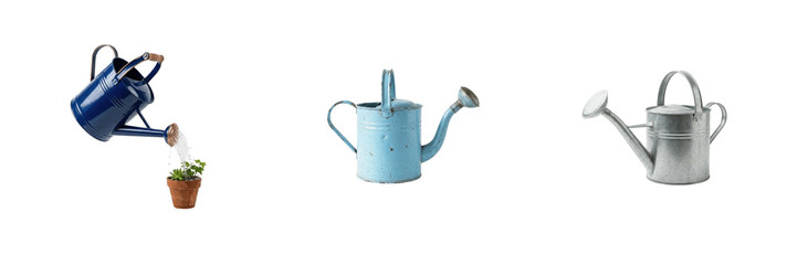 Metal Watering Can Set Isolated on Transparent Background PNG PNGs for Gardening Tool Catalog, Outdoor Plant Care, Gardening Supplies Marketing, Backyard Flower Care, Landscape Gardening, and Agricult © michael