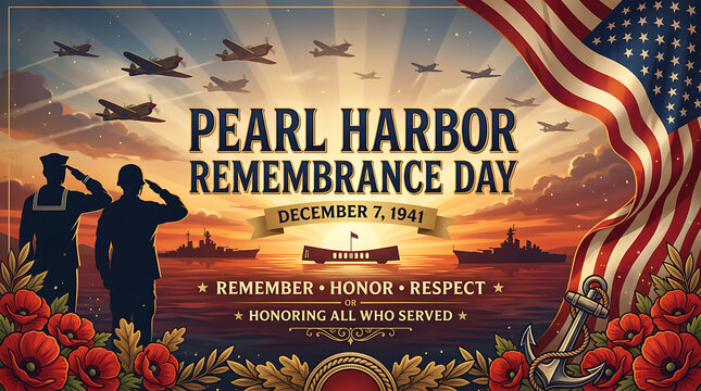 Remembrance Day poster with patriotic text and military silhouettes