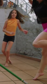 Playful kids enjoying authentic backyard games together, carefree childhood fun