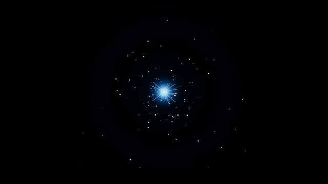 Abstract blue electric spark energy pulse with glowing particles floating in deep dark space background motion for light and rays Projects stellar explosion burst sparkle effect