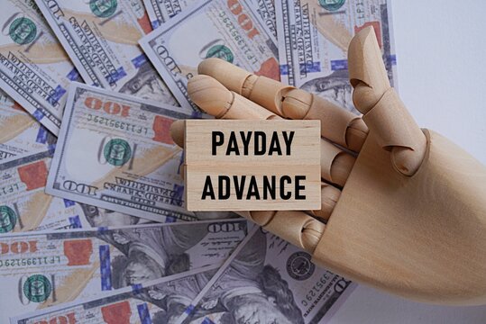 PAYDAY ADVANCE. Financial concept. An advance on one's salary. A short-term, small-amount financial loan. Used to cover expenses until the next payday. A high-risk financial product